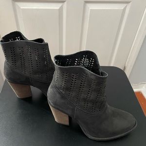 Black leather booties